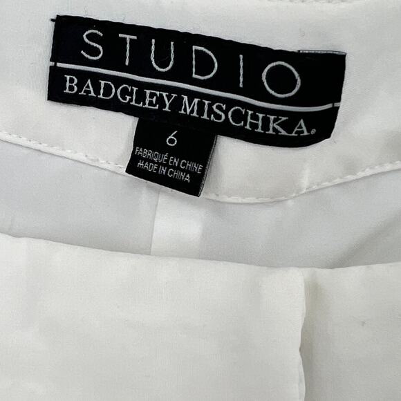 Badgley Mischka Studio Women's Size 6 Dress Pants Ivory White Cuffed Hem NWT - Picture 4 of 7